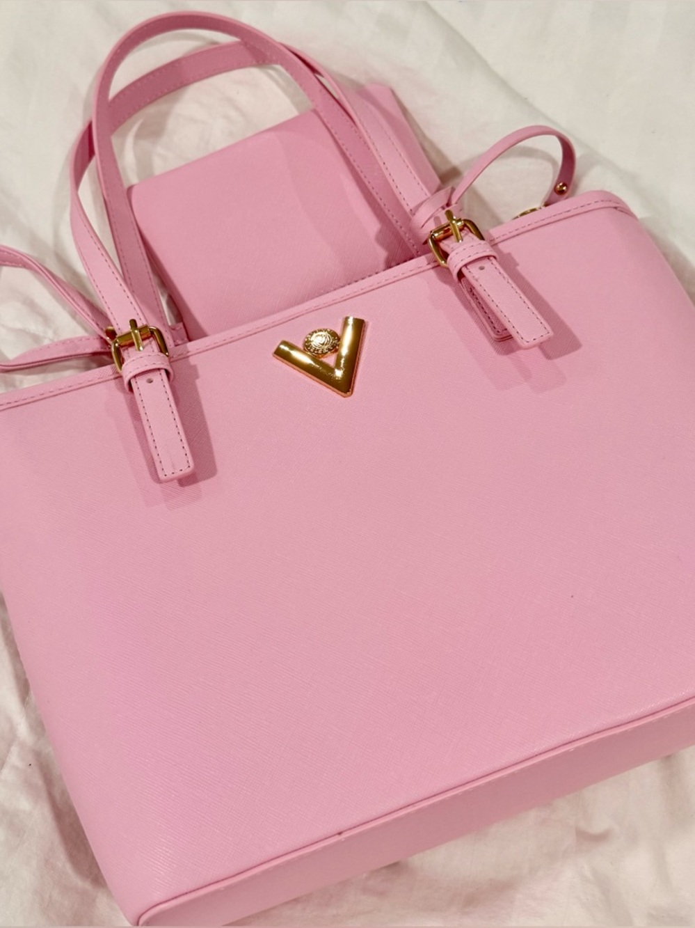 PINK VALENTINO ORLANDI HANDBAG WITH GOLD ACCENTS (NEW) - Picture 14 of 14